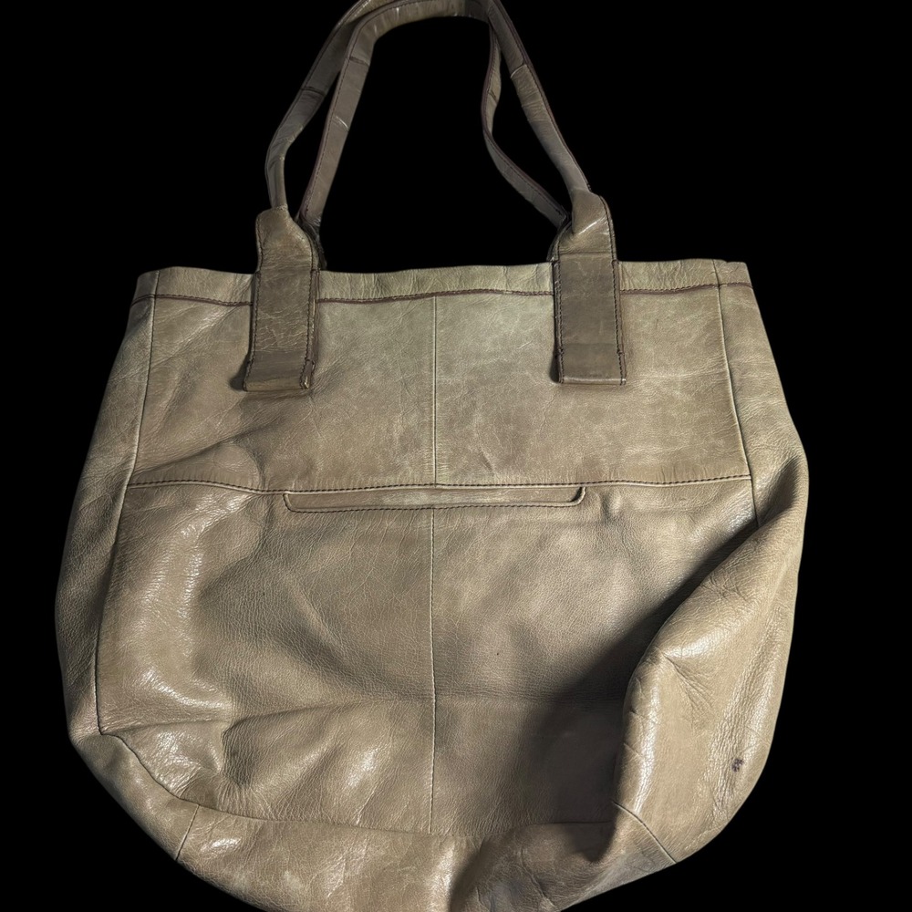 Hobo International Tan Leather Tote Bag Floral Lining Distressed Shoulder Bag